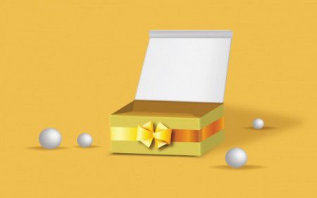 Yellow open empty gift box 3d illustration
