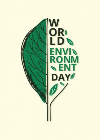 Green leaf with world environment day typography