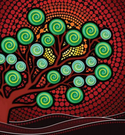 Tree on the hill aboriginal art