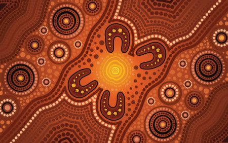 Brown aboriginal dot artwork vector