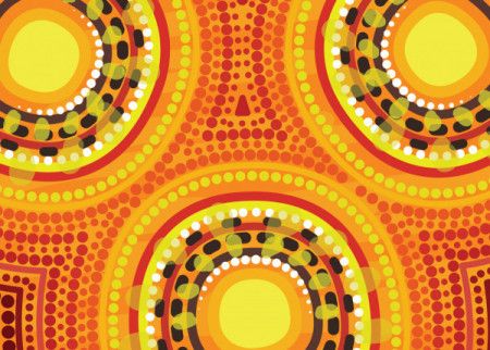 Yellow aboriginal dot design - vector