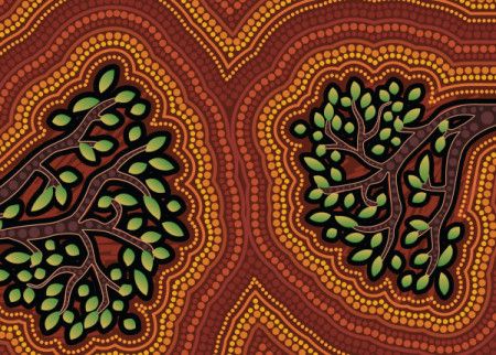 Aboriginal artwork with tree