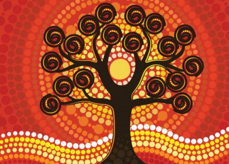 Aboriginal Art Inspired Tree of Life a digital dot art painting