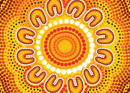 Yellow aboriginal dot artwork