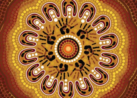 Aboriginal style of hand print artwork