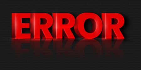 Error red 3D text on black background