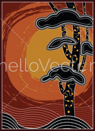 Aboriginal tree, Aboriginal art vector painting with tree