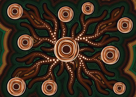 Tree root aboriginal painting