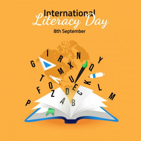 International Literacy Day Illustration With Open Book
