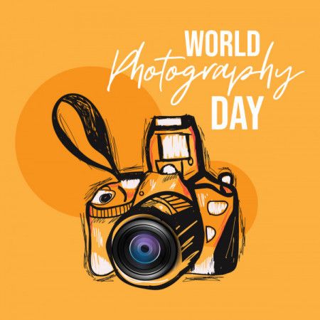 World photography day with camera illustration