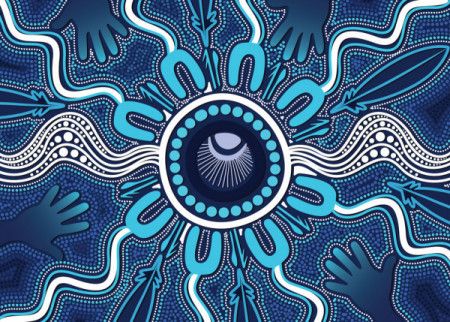 Aboriginal art blue background