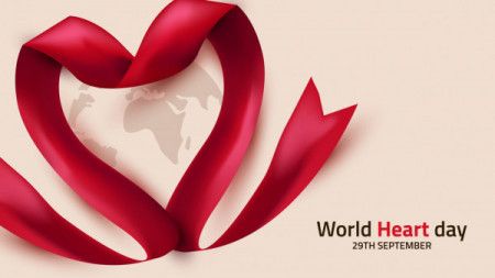 World Heart Day Background With Ribbon Heart