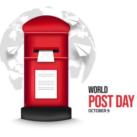 World Post Day Banner With Postbox
