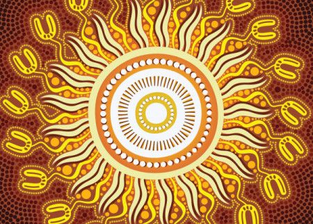 Aboriginal yellow circle design background