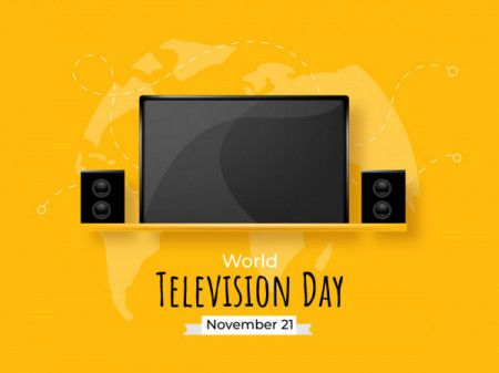 Modern realistic tv screen, world television day concept background