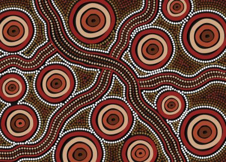 Aboriginal dot circle pattern background
