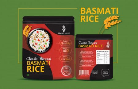 Rice Package Front & Back Mockup - Vector Illustration