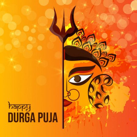 Creative Goddess Durga Face Illustration. Happy Durga Puja Festival