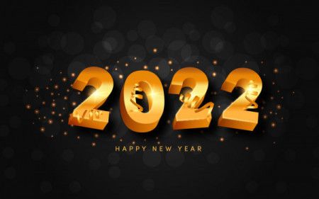 2022 Happy New Year background with golden 3D number