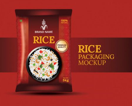 Rice Package Red Mockup - Vector Illustration