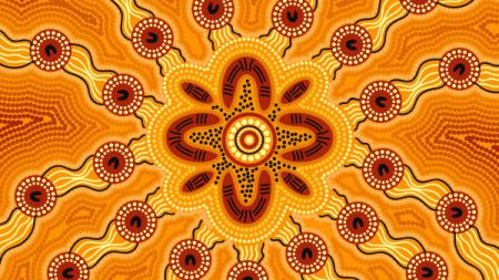 Yellow dot aboriginal style of artwork