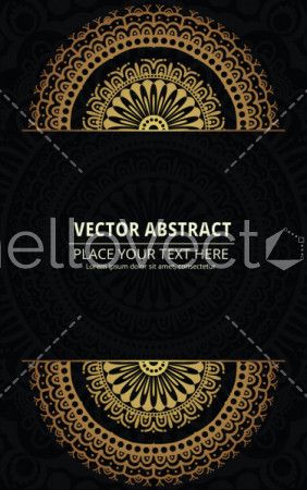 Abstract floral effect banner with text. Mandala design texture background - Vector