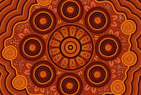 Brown Aboriginal Circle Design Artwork