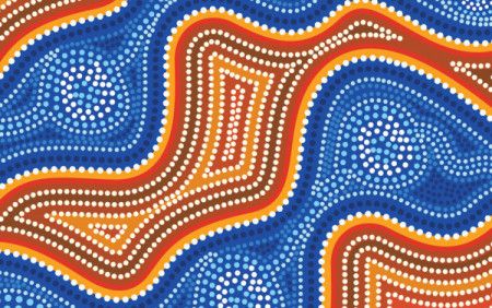 River and land aboriginal dot art background