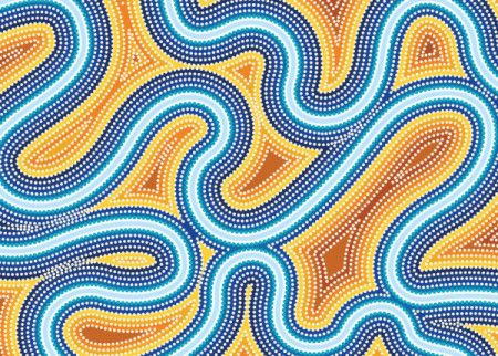 Aboriginal style of dot painting with river