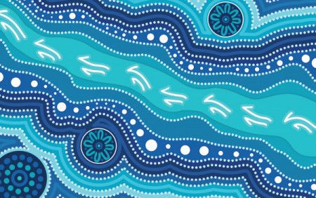 Aboriginal dot vector painting with river
