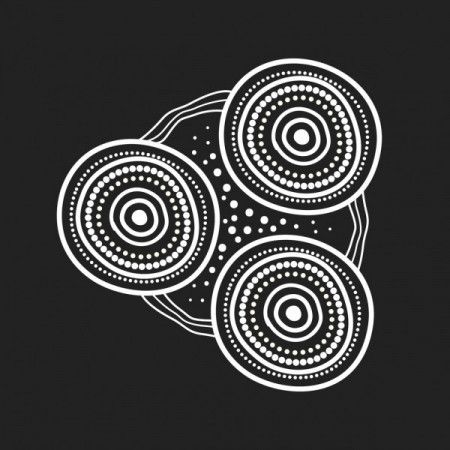 Aboriginal black and white connection dot art - Illustration