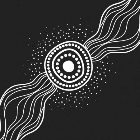 Aboriginal black and white art background - Illustration