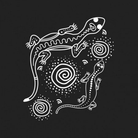 Aboriginal black and white lizard art - Illustration