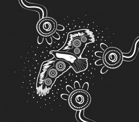 Aboriginal black and white eagle art  - Illustration