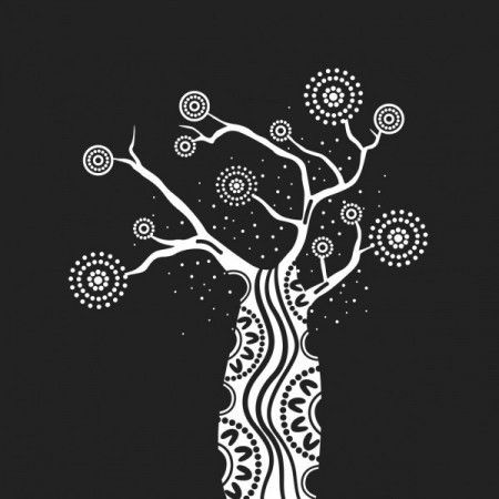 Black and white aboriginal boab tree art - Illustration