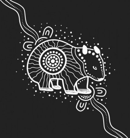 Aboriginal black and white wombat art  - Illustration