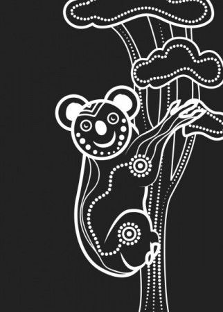 Aboriginal black and white koala bear art  - Illustration