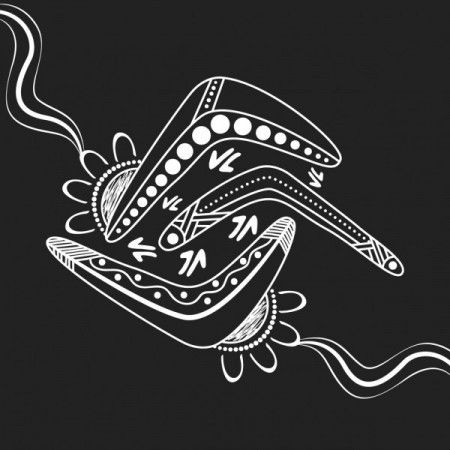 Aboriginal black and white boomerang art  - Illustration