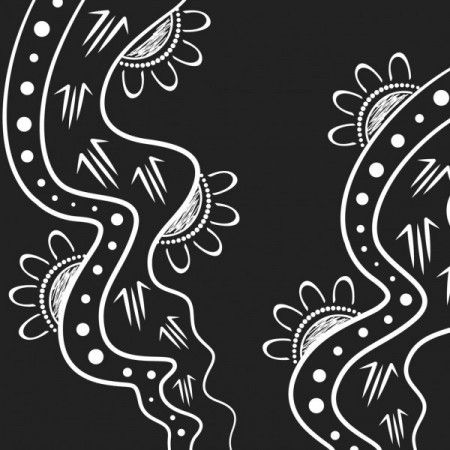 Aboriginal black and white moving kangaroo track art - Illustration