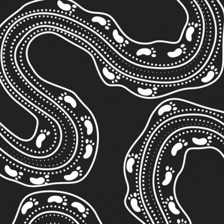 Aboriginal black and white footprint art - Illustration