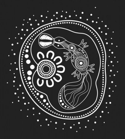 Aboriginal black and white platypus art - Illustration