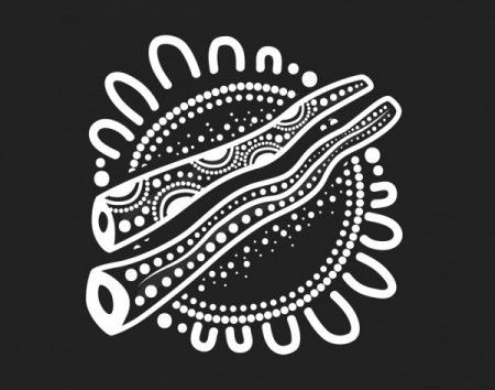 Aboriginal black and white Didgeridoo Art - Illustration