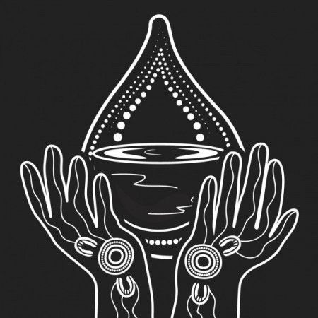 Aboriginal black and white save water art - Illustration