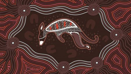 Brown Aboriginal Dot Kangaroo Artwork