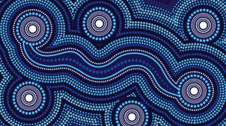 Dot art aboriginal blue background