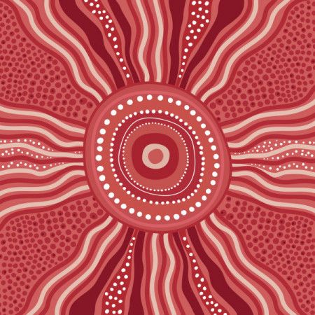 Red Aboriginal Art Vector Painting