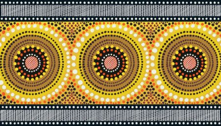 Aboriginal dot art yellow circle background