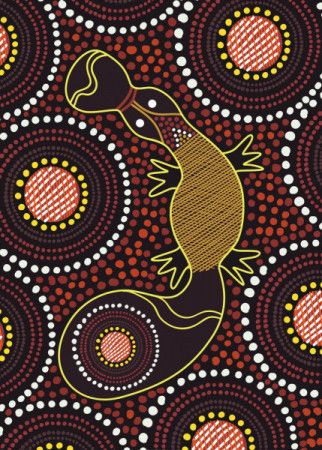 Aboriginal dot art vector Platypus design for printing