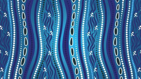 Aboriginal dot art blue seamless pattern design