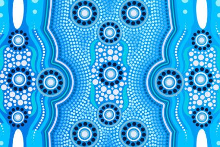 Aboriginal dot design blue vector painting